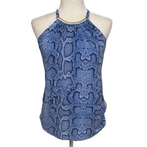 Y2K Snake Print Halter with Gold Collar Accent